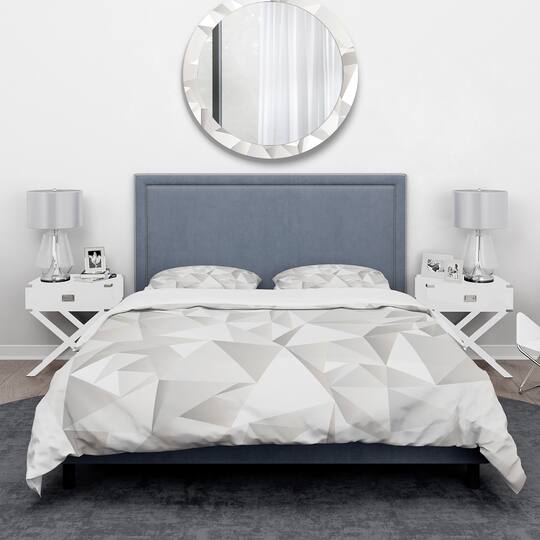 Designart 'White Crumpled Abstract' Scandinavian Bedding Set - Duvet Cover & Shams